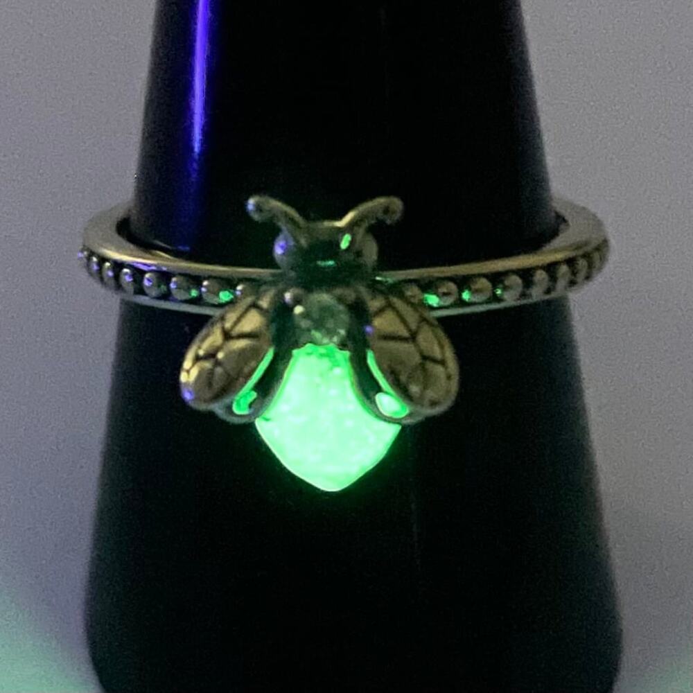 Glow In The Dark You Light Up My Life Stainless Steel Firefly Ring ~ Size 9